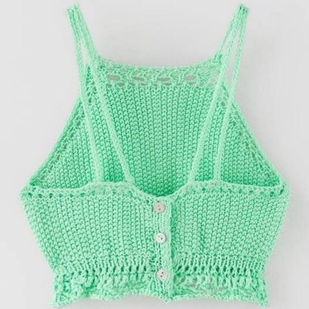 Zara Crochet Green Knitted Kids Top Size 11-12